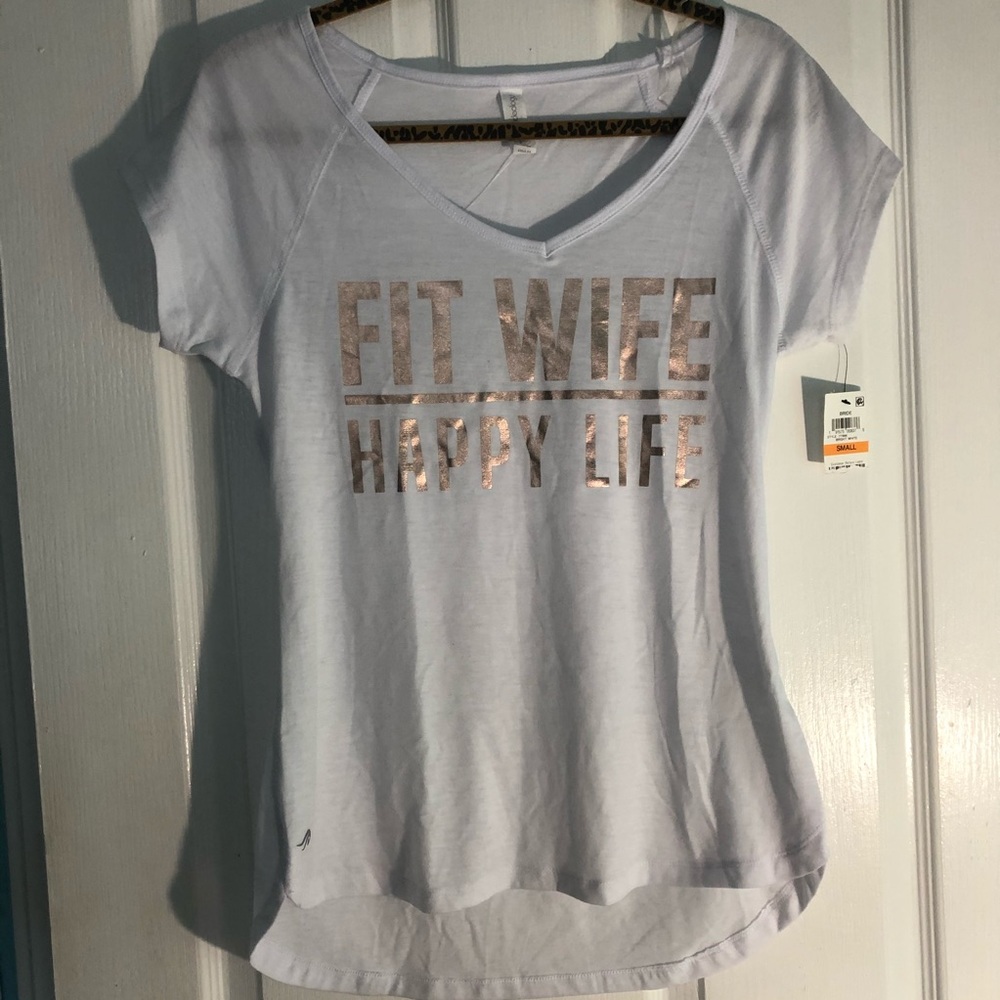 Ideology bridal t-shirt small NWT white & gold